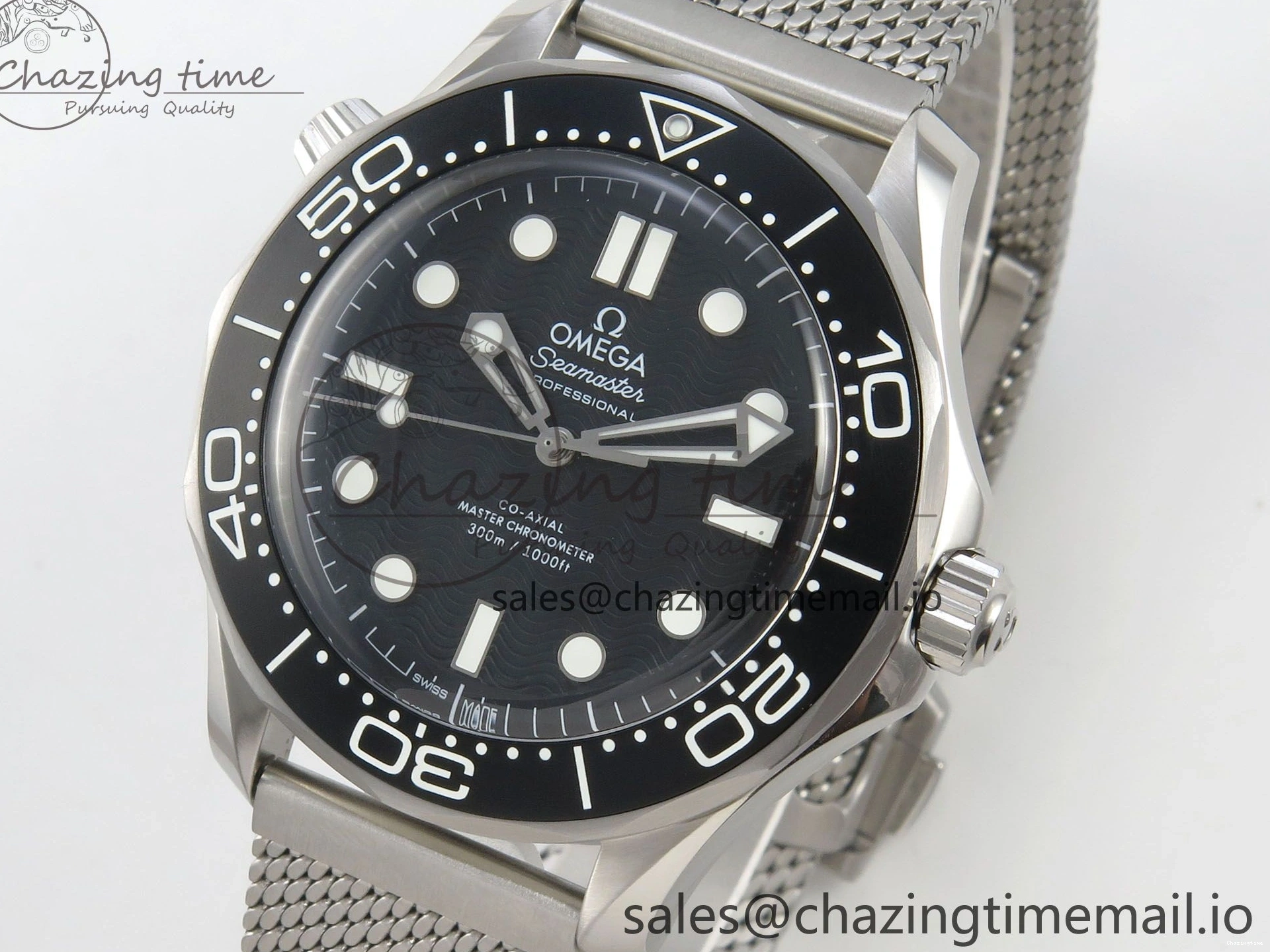 0225 Seamaster 300M 42mm SS VSF Best Edition Black Dial On Mesh Bracelet A Stretchable 7658